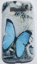 Силиконов гръб ТПУ за Alcatel One Touch POP C5 5036 / 5036x / 5036d сив със синя пеперуда